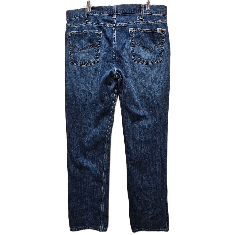 Carhartt B320 WTB Mens Relaxed Straight Leg Jeans Dark Wash Blue Denim 38x36 - Picture 2 of 7